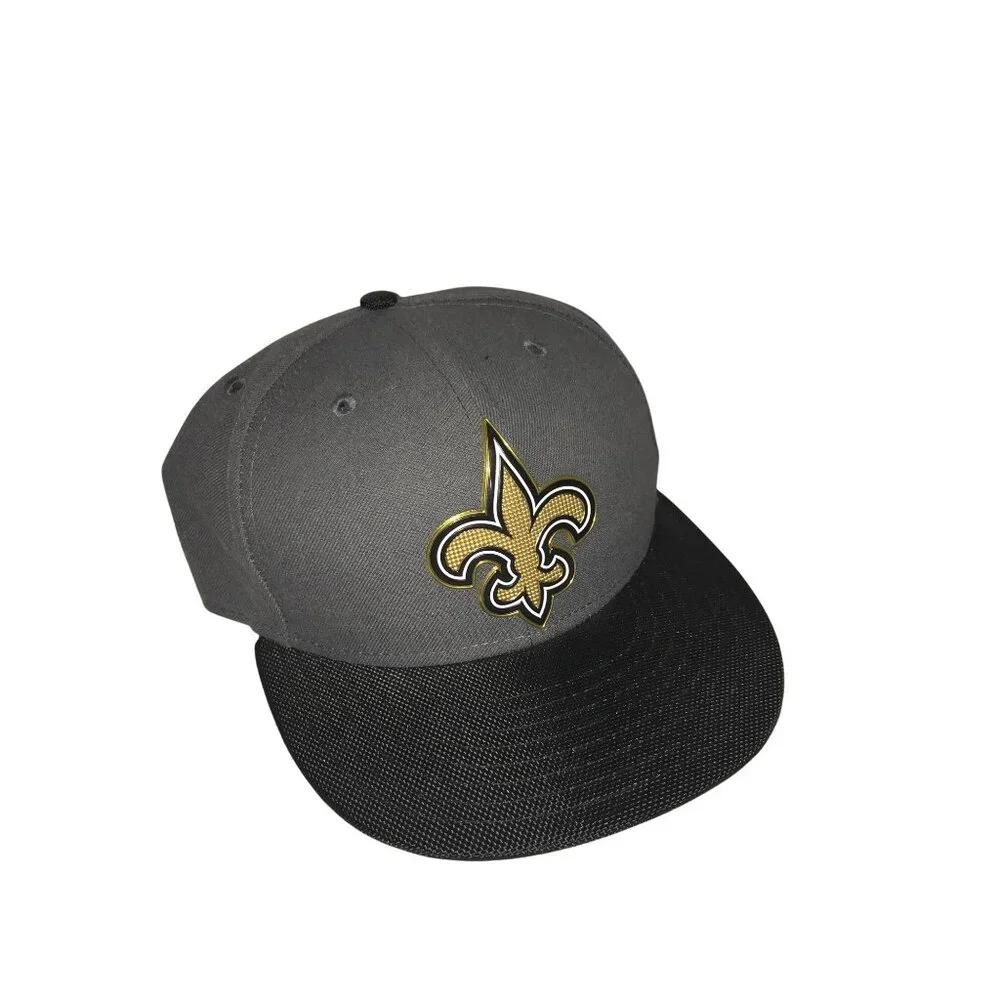 New Orleans Saints NFL New Era 59Fifty Fitted Metallic Logo Cap Size 7 5/8